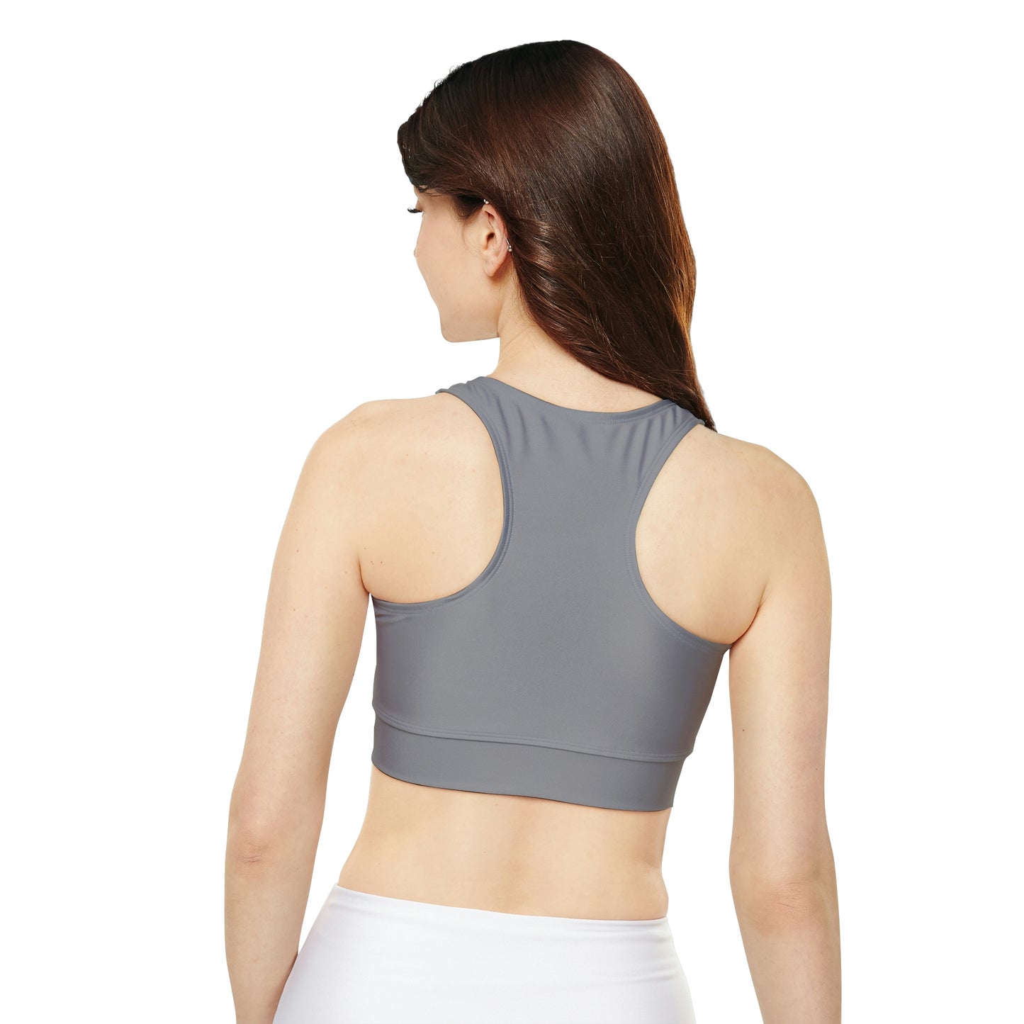 Women's Nautical Grey Sports Bra with Full Lining and Padded Cups
