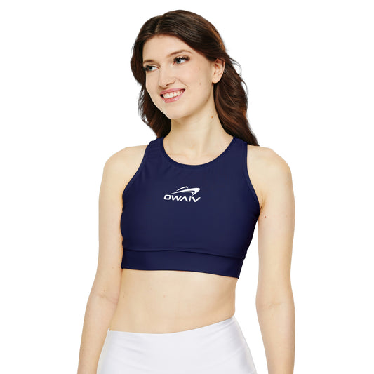 Women's Nautical Navy Sports Bra with Full Lining and Padded Cups