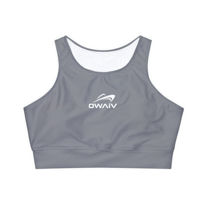 Women's Nautical Grey Sports Bra with Full Lining and Padded Cups
