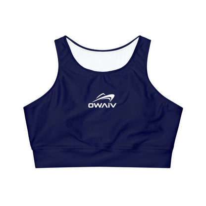 Women's Nautical Navy Sports Bra with Full Lining and Padded Cups